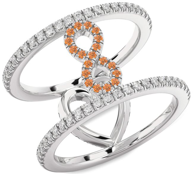 Diamond Citrine Silver Heart Infinity Ring