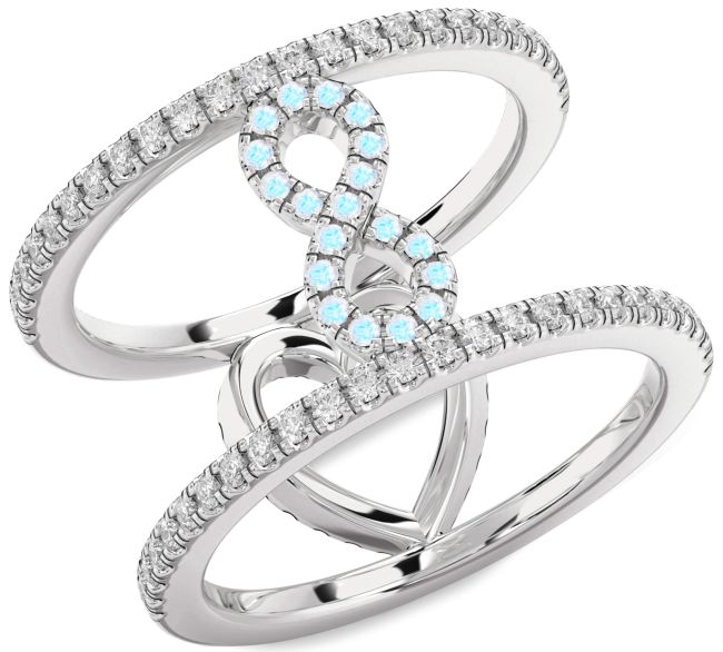 Diamond Moonstone Silver Heart Infinity Ring