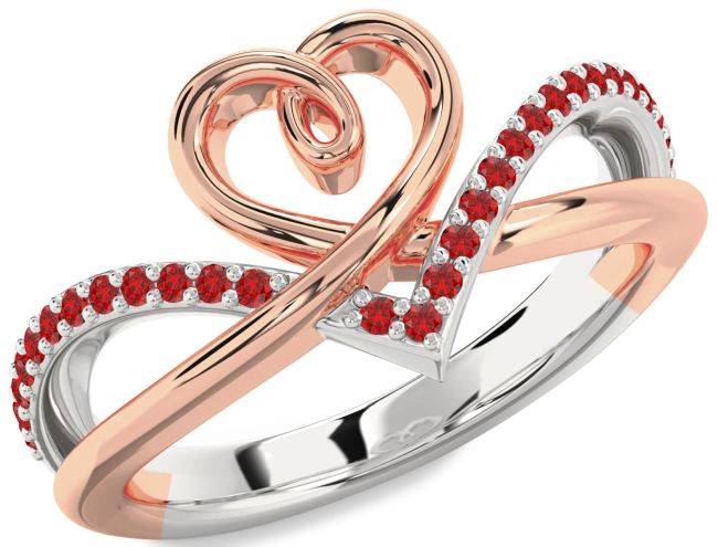 Ruby Rose Gold Silver Heart Ring