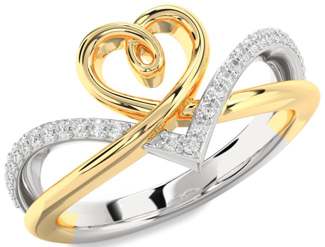 Diamond Platinum & Yellow Gold Heart Ring