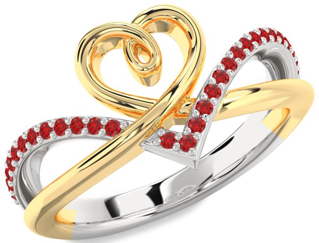 Ruby Platinum & Yellow Gold Heart Ring