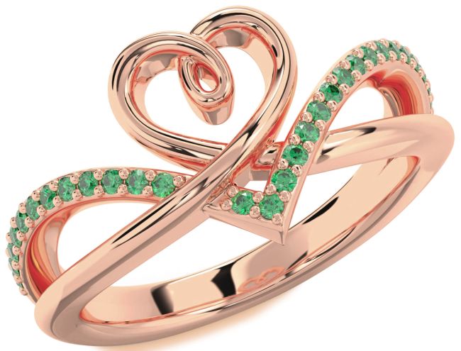 Emerald Rose Gold Heart Ring