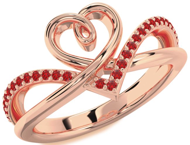 Ruby Rose Gold Silver Heart Ring