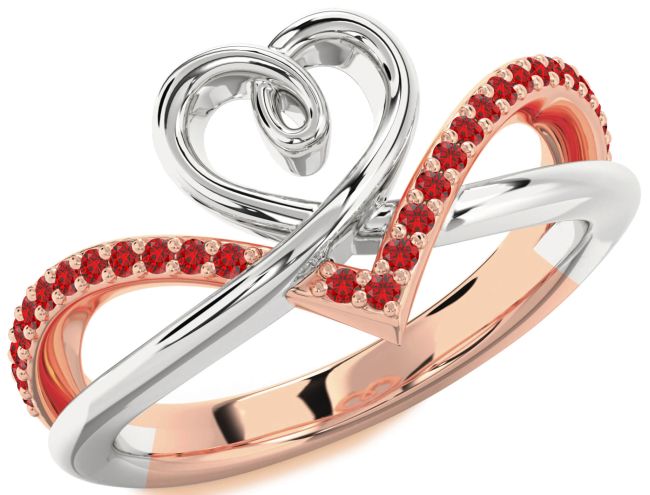 Ruby Rose Gold Silver Heart Ring