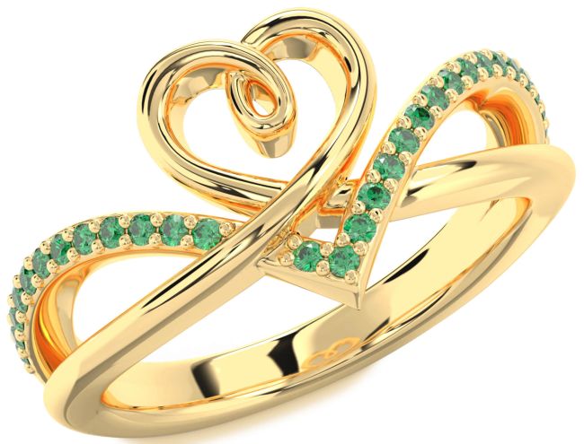 Emerald Gold Heart Ring