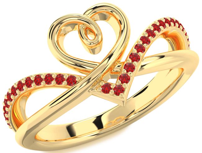 Ruby Gold Heart Ring