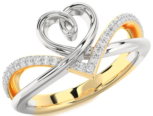 Diamond White Yellow Gold Heart Ring