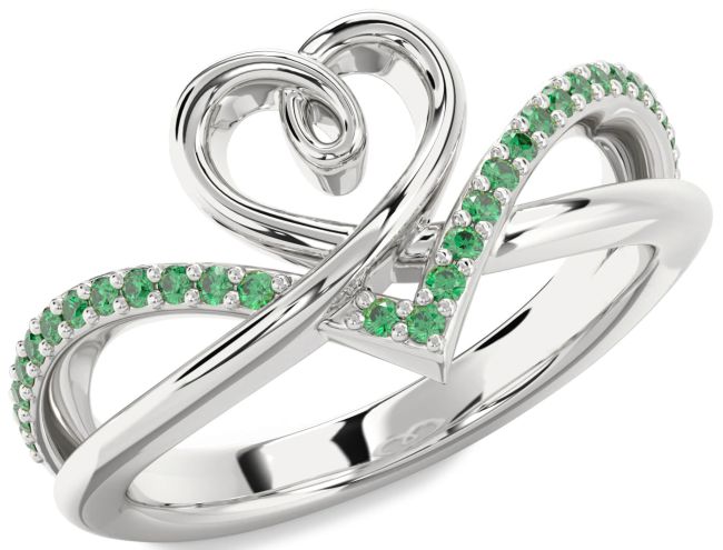 Emerald Platinum Heart Ring