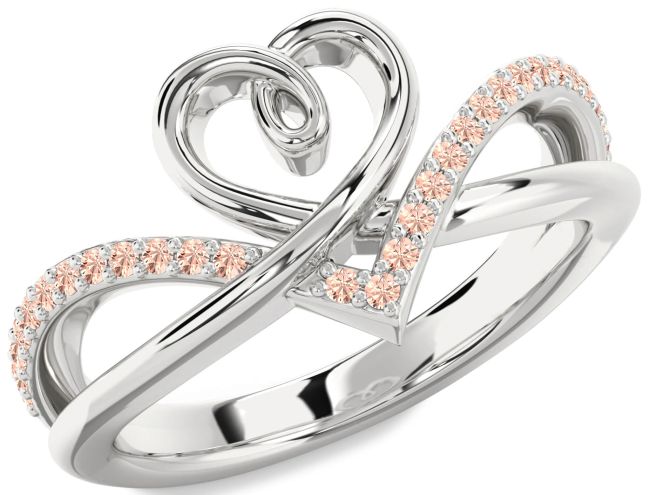 Morganite Platinum Heart Ring