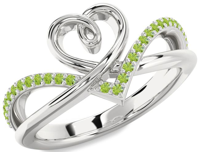 Peridot Platinum Heart Ring