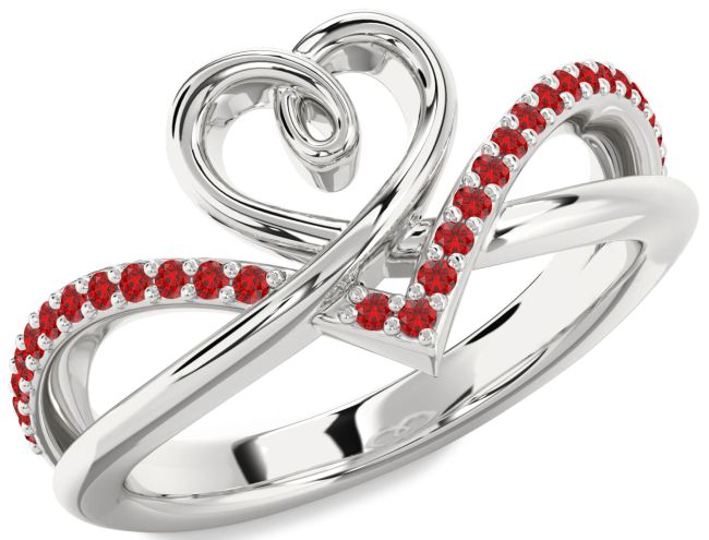 Ruby Platinum Heart Ring