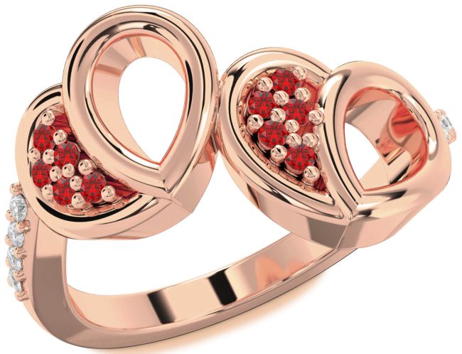 Diamond Ruby Rose Gold Heart Ring