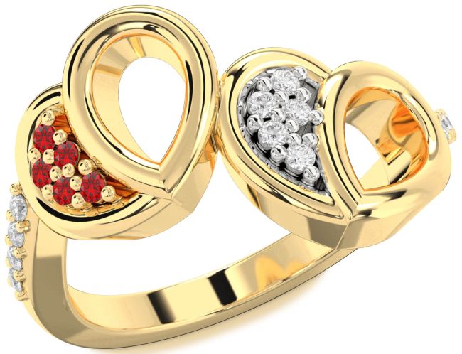 Diamond & Ruby Gold Heart Promise Ring