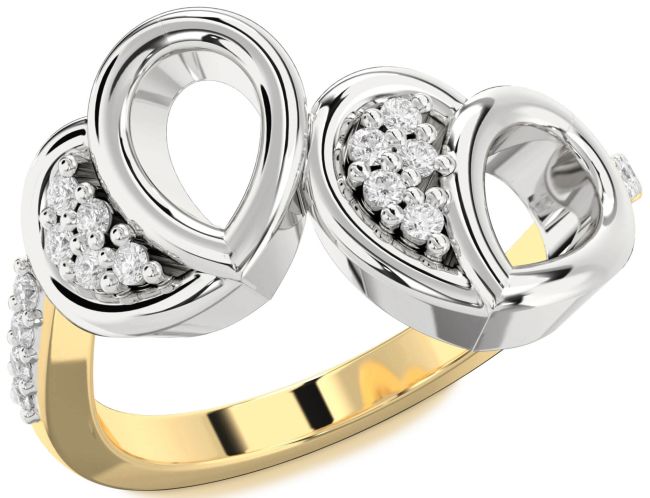 Diamond White Yellow Gold Heart Ring