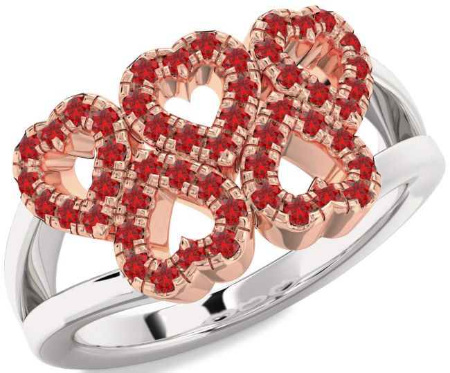 Ruby Rose Gold Silver Heart Ring