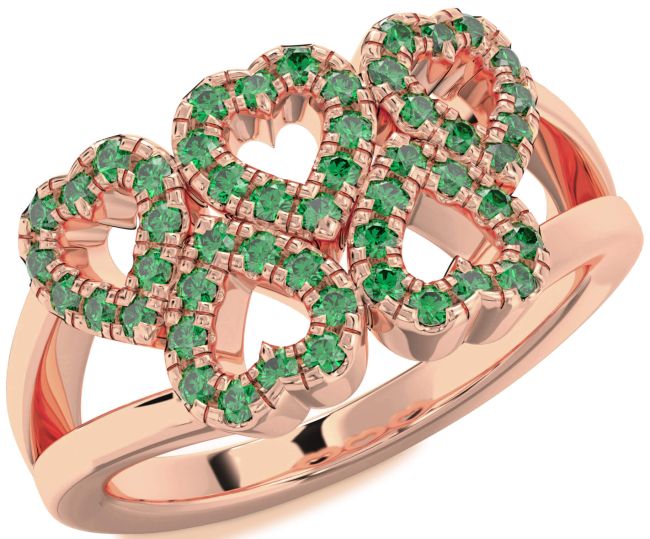 Emerald Rose Gold Heart Ring