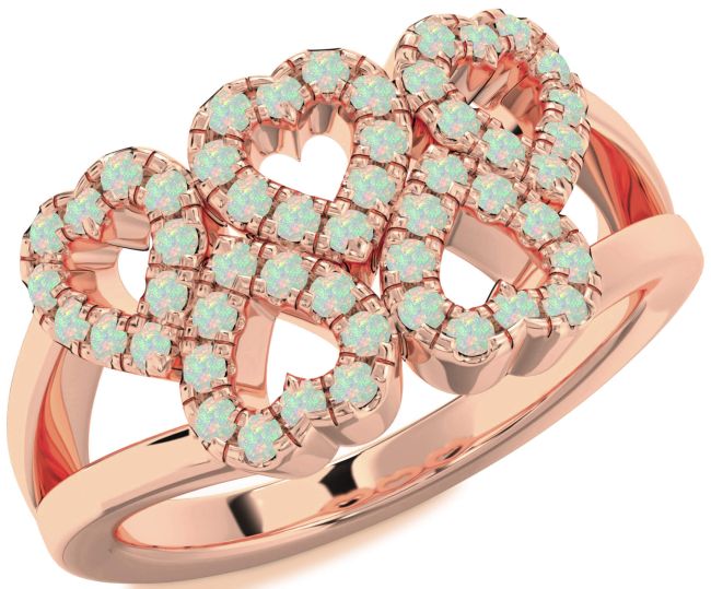 Opal Rose Gold Heart Ring