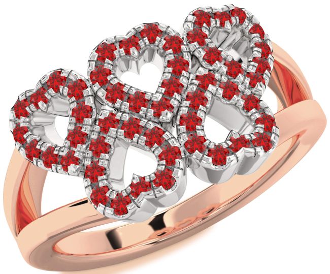 Ruby Rose Gold Silver Heart Ring