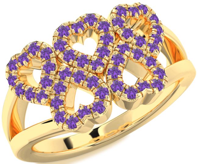 Amethyst Gold Silver Heart Ring