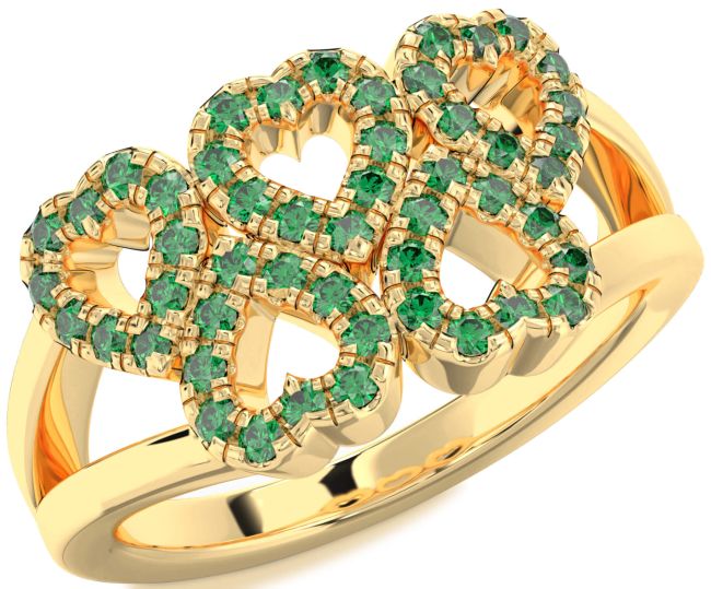 Emerald Gold Heart Ring