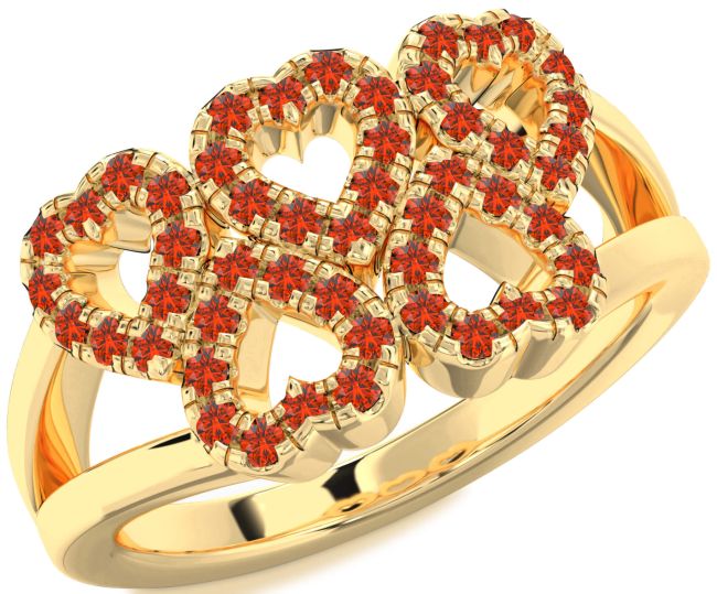 Fire Opal Gold Heart Ring