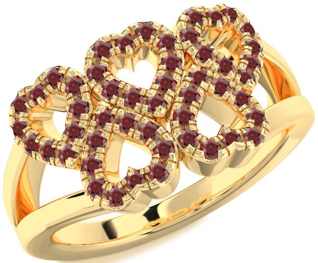 Garnet Gold Heart Ring