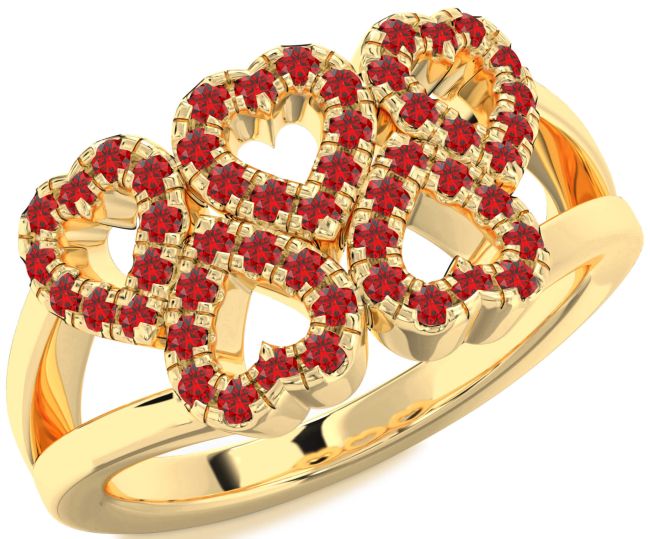 Ruby Gold Heart Ring