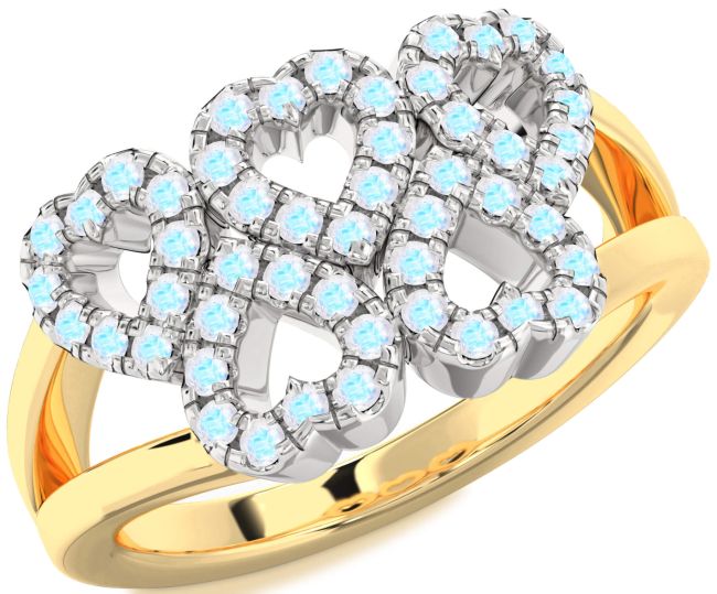 Moonstone Gold Silver Heart Ring
