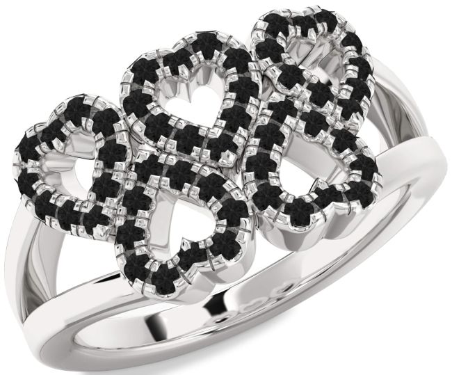 Black Diamond Platinum Heart Ring