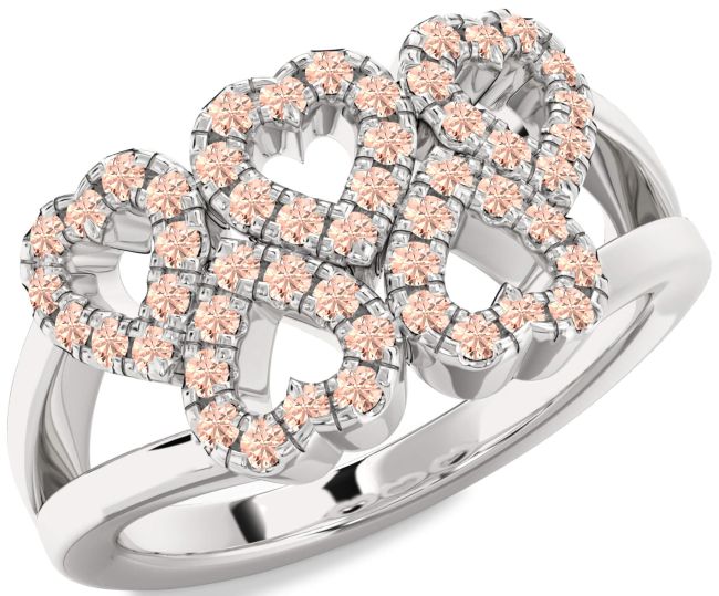 Morganite Silver Heart Ring
