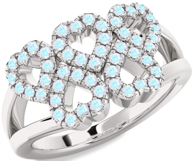 Moonstone Silver Heart Ring