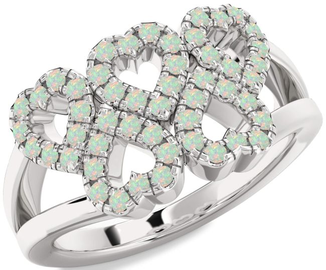 Opal Silver Heart Ring