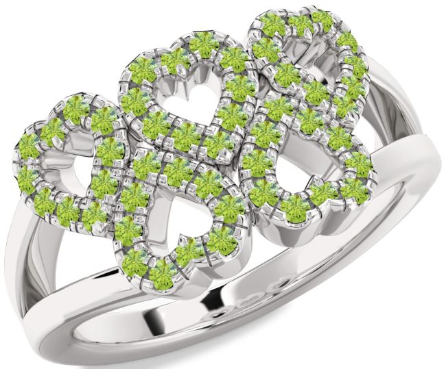 Peridot Silver Heart Ring