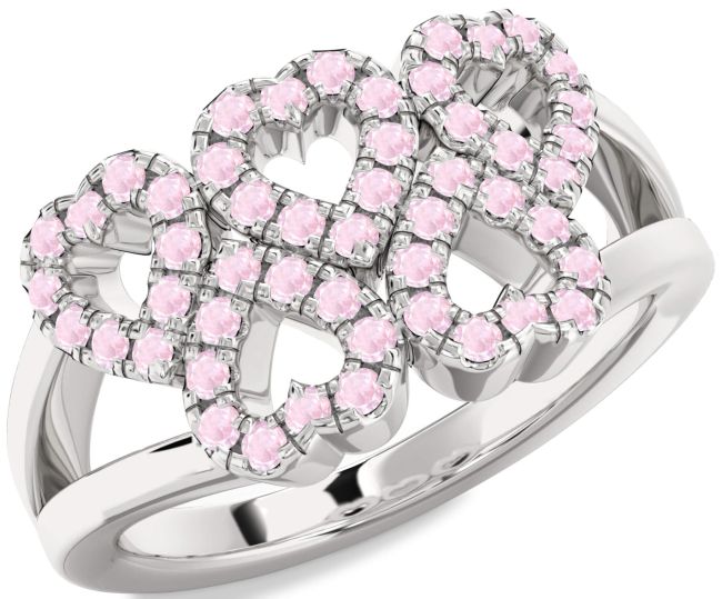 Rose Quartz Silver Heart Ring
