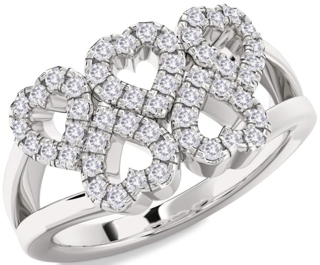 Salt & Pepper Diamond Platinum Heart Ring