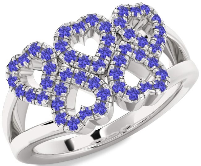 Tanzanite Silver Heart Ring