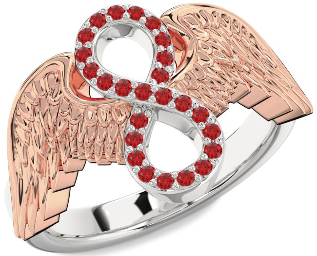 Ruby Platinum & Rose Gold Infinity Wings Ring
