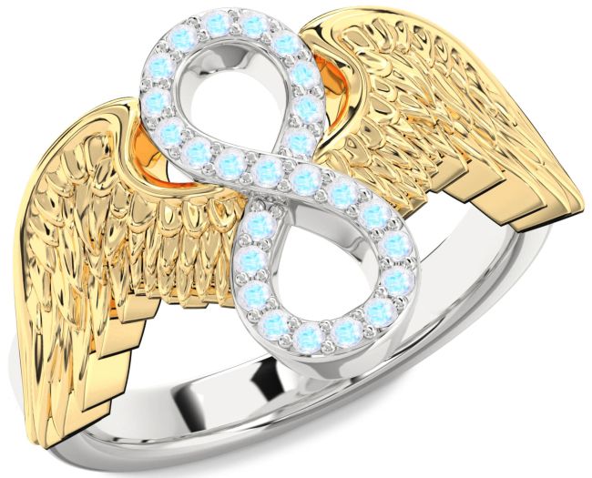 Moonstone Gold Silver Infinity Wings Ring
