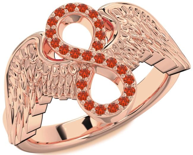 Fire Opal Rose Gold Infinity Wings Ring