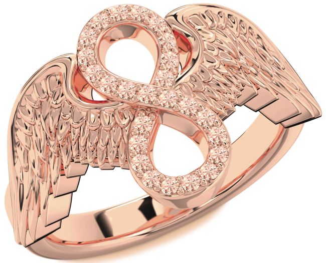 Morganite Rose Gold Infinity Wings Ring