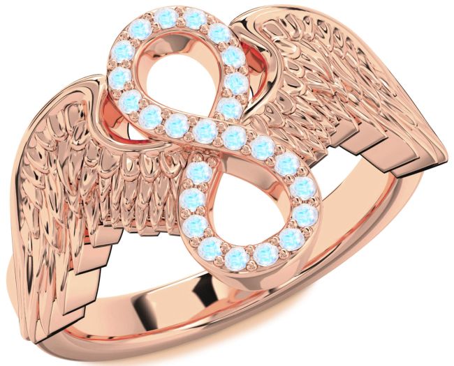 Moonstone Rose Gold Infinity Wings Ring