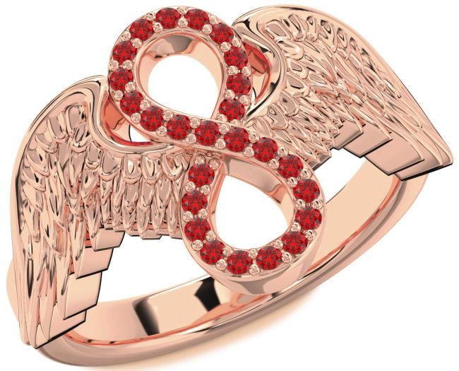 Ruby Rose Gold Infinity Wings Ring
