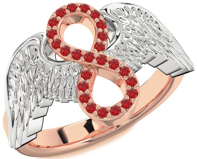 Ruby Rose Gold Silver Infinity Wings Ring