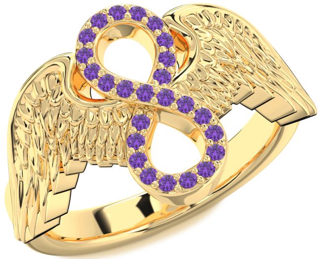 Amethyst Gold Infinity Wings Ring