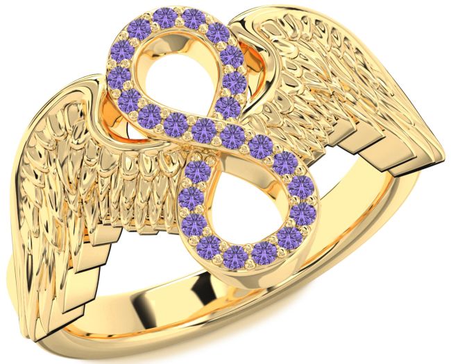 Alexandrite Gold Infinity Wings Ring
