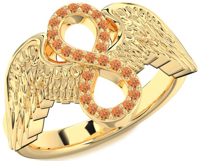Citrine Gold Infinity Wings Ring