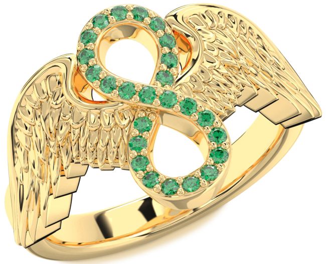 Emerald Gold Infinity Wings Ring