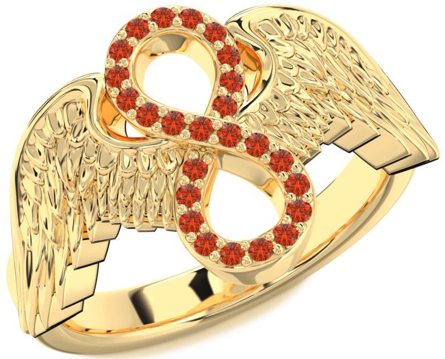 Fire Opal Gold Infinity Wings Ring