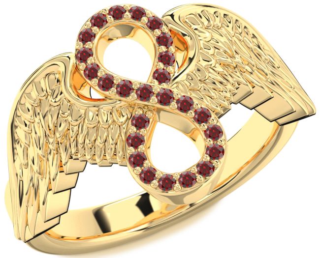 Garnet Gold Infinity Wings Ring