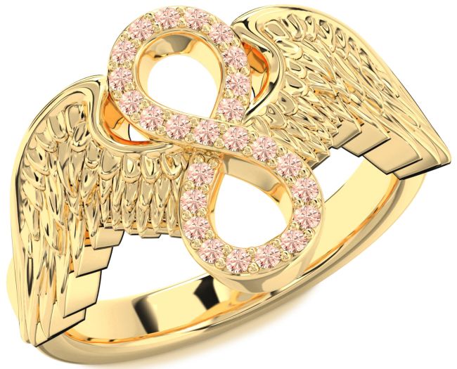 Morganite Gold Infinity Wings Ring